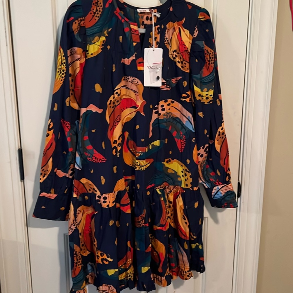 Vamas Colorful Long-Sleeve Dress medium Bananas